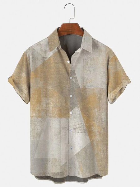 

Retro Color Piece Flax Casual Shirts, As picture, Shirts ＆ Blouse