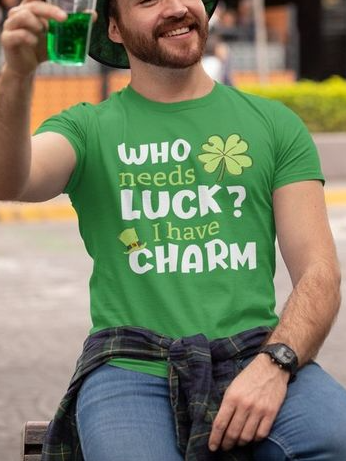 

Casual round neck St. Patrick's Day digital print slim pullover men's T-shirt, T-shirt