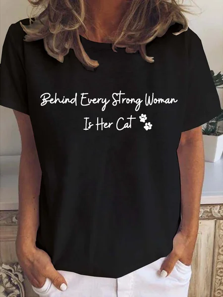 

Strong woman round neck short sleeve T-shirt, Black, T-shirts