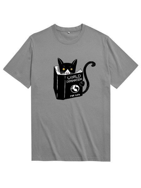 

Unocis Mr. Black Funny Crew Neck Cotton Short Sleeve Shirts & Tops, Gray, T-shirts