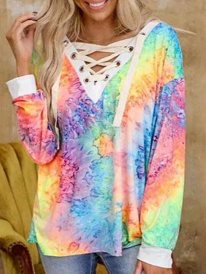 

Printed Cotton Blends Loosen Shirts & Tops, Multicolor, Tops