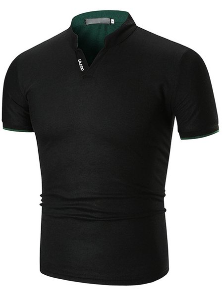 

Men's Casual V-neck Short-sleeved Tee, Black, Blouses&Shirts