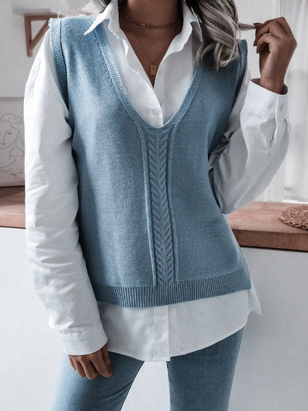 

Casual V Neck Loosen Sweater, Blue, Sweatshirts & Hoodies