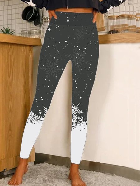 

Christmas Snow Casual leggings, As picture, Leggings