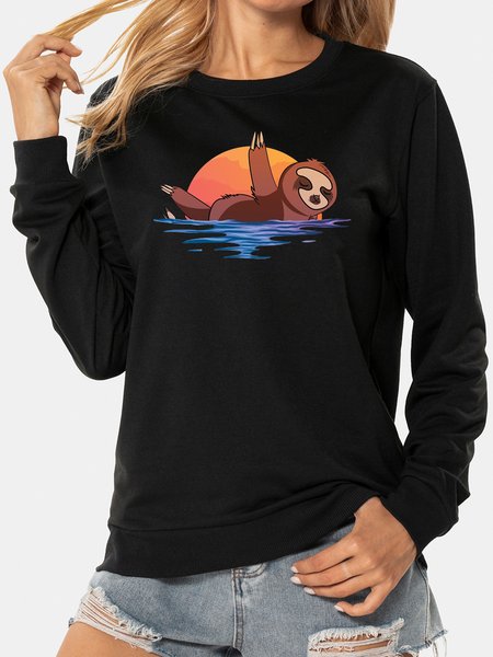 

Unocis Funy Print Round Neck Sweatshirt, Black, Sweatshirts