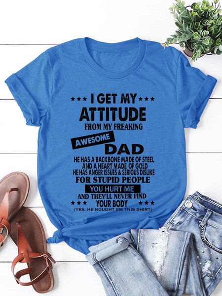 

I Get An Awesome Dad Print Short Sleeve Shirts & Tops, Blue, T-shirts