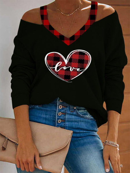 

Cold Shoulder Letter Casual Plus Size Halter Shirts & Tops, Black, Tops