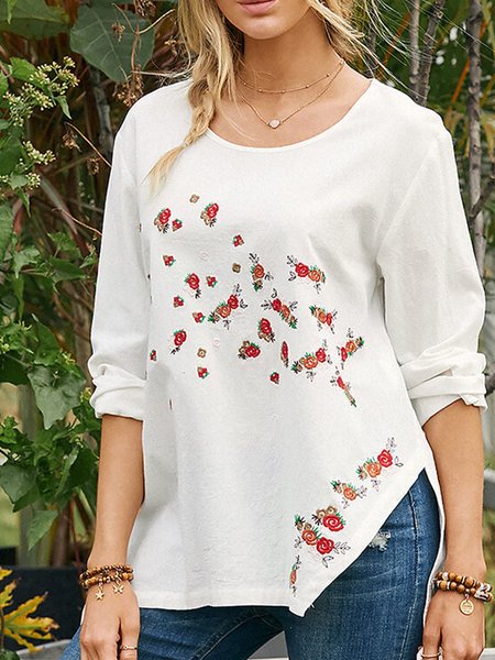 

Floral print feature comfortable spring long-sleeved casual top, Multicolor, Tops