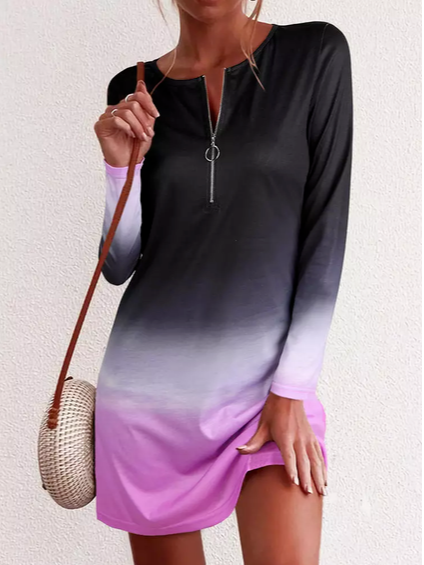 

Cotton Blends Casual Crew Neck Dresses, Multicolor, Tie dye dress