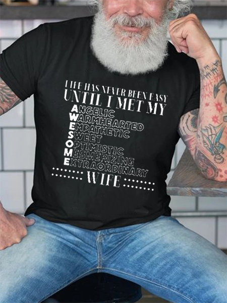 

Until Met My Great Wife Culture letters Men's T-shirt, T-Shirts