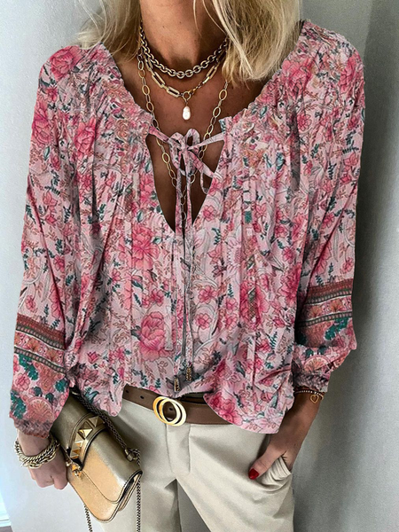 

Plus size Floral Boho Blouse, Pink, Blouses & Shirts