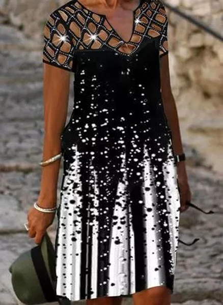 

Floral Crew Neck Skinny Elegant Dresses, Black, Dresses