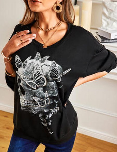 

Elegant Crew Neck Color Block Shirts & Tops, Black, Tops