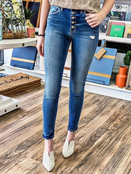 

Casual skinny washed blue jeans, Jeans