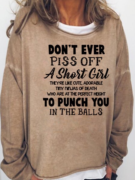

Funny Saying Short Girl Casual Sweatshirt, Light brown, Hoodies&Sweatshirts