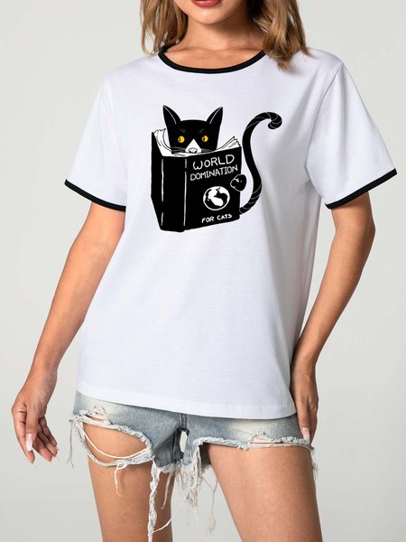 

Unocis Mr. Black Funny Round Neck Short Sleeve Ringer Tee, T-shirts