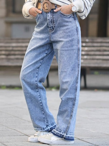

Washed loose loose wide-leg jeans, Blue, Jeans