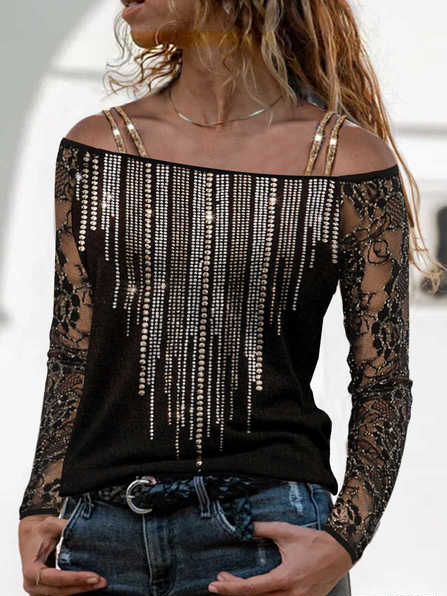 

Black Party Tops For Women Polka Dots Casual Tops, Tops