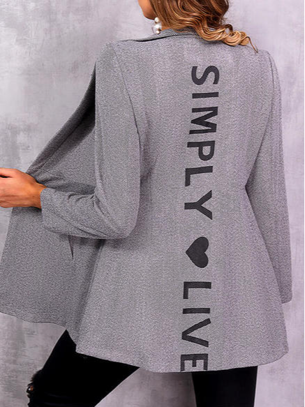 

Casual Letter Cotton Blends Outerwear, Gray, Blazers