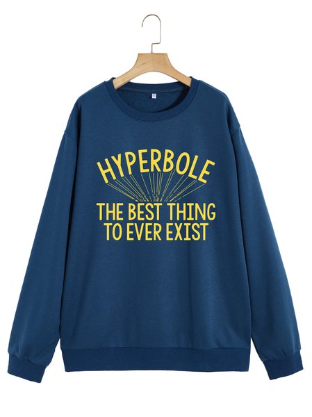 

Unocis Hyperbole Funny Printed Round Neck Sweatshirt, Blue, Sweatshirts