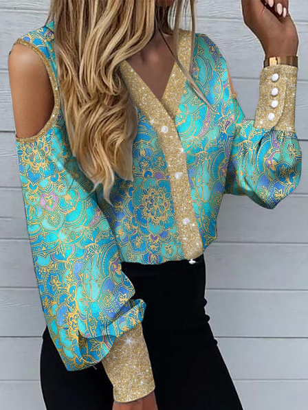 

Vacation Cotton Blends Shirts & Tops, Green, Blouses & Shirts