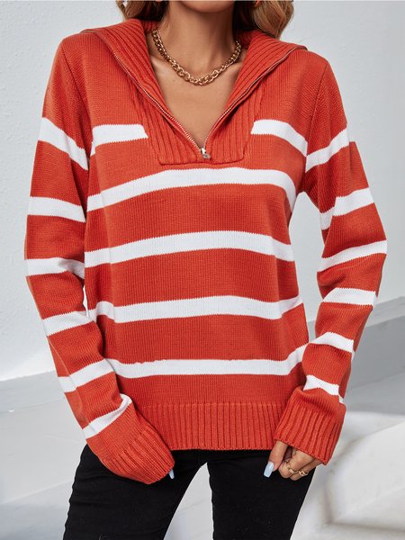 

Casual V Neck Acrylic Striped Sweater, Rust, Sweatshirts & Hoodies