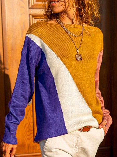 

Crew Neck Yarn/Wool Yarn Casual Sweater, Multicolor, Knitwear & Sweaters