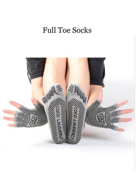 

Anti-slip Dispense Yoga Half-finger Gloves Socks Set, Gray, Socks