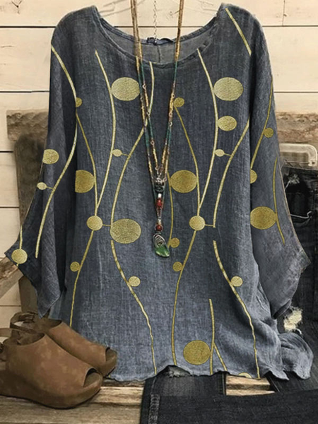 

Casual Geometric Loosen Shirts & Tops, Gray, Tops