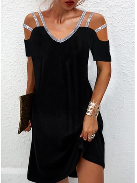 

Black For Women Cotton Blends Party Dresses, Casual Dresses