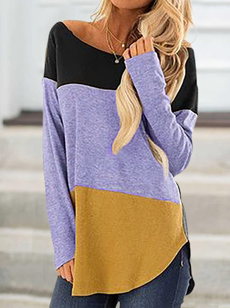 

Plus size Casual Long Sleeve Very Peri Shirts & Tops, Multicolor, T-Shirts