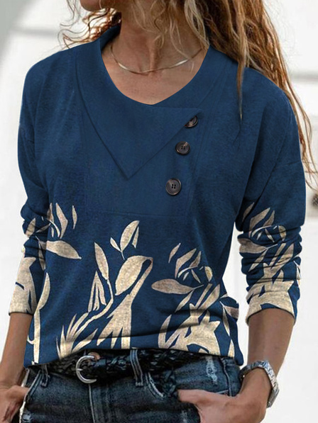 

Vacation Floral Regular Fit Shirts & Tops, Blue, Tops