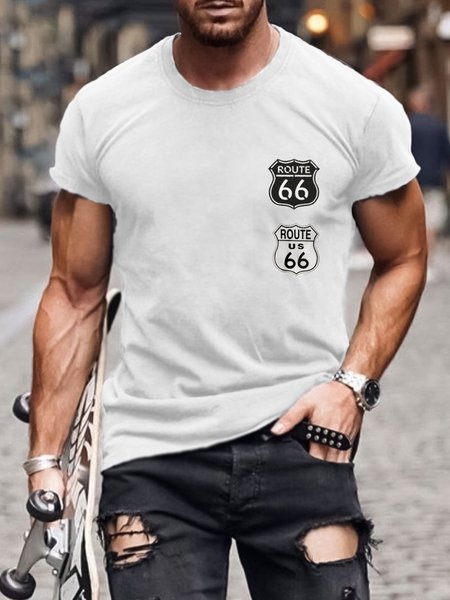 

Route 66 Cultural Graphic Print Crew Neck Short Sleeve Tee, White, T-shirt