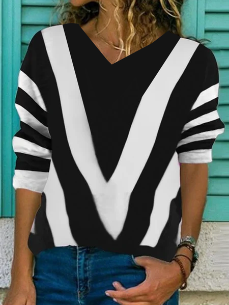 

Casual Loosen V Neck Tops, White, Tops
