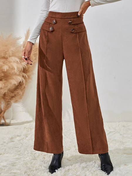 

Vintage Plain Pants, Brown, Pants