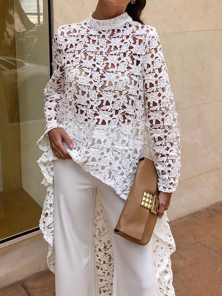

Irregular Craftsmanship Weaving Dress, White, Mini Dresses