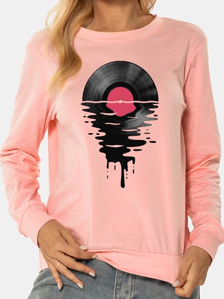 

Unocis Abstract Print Round Neck Long Sleeve Sweatshirt, Pink, Sweatshirts