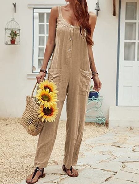 

Casual Scoop Neckline One-Pieces, Khaki, Jumpsuits & Rompers