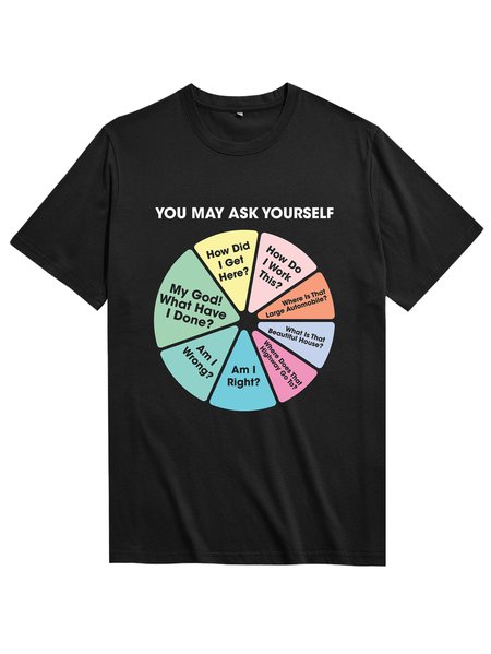

Unocis Fun Print Round Neck Short Sleeve T-Shirt, Black, T-shirts