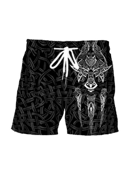 

Mens Casual Breathable Hawaiian Beach Pants, Black, Men's shorts