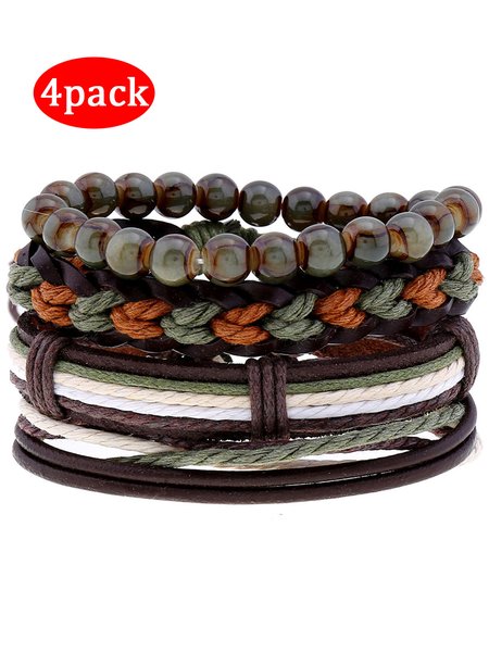 

Men's Cowhide Woven Suit Bracelet, Golden, Men Bracelets