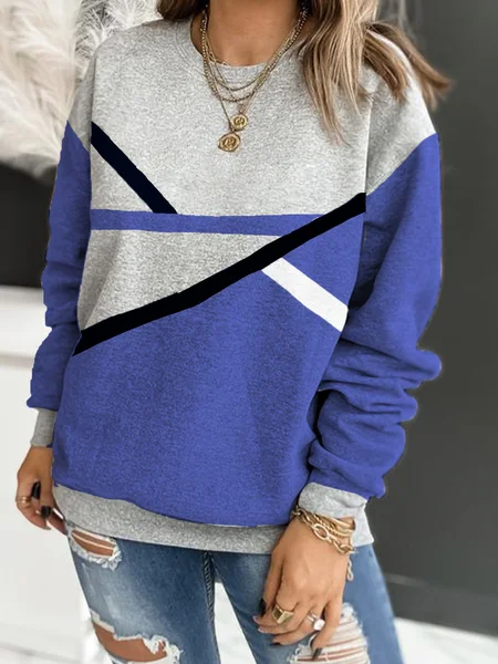 

Color Block Casual Crew Neck Sweatshirt, Gray purple, Hoodies & Sweatshirts