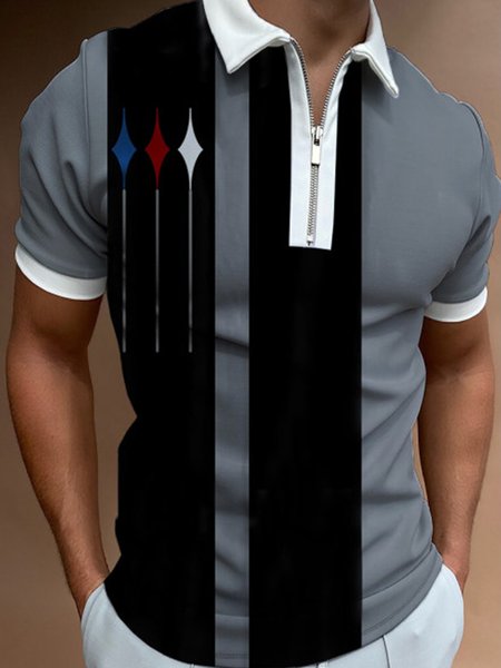 

Men's Geometric Billiard Shirt POLO, As picture, Polo Shirts