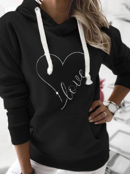 

Valentine‘s Day Casual Hooded Letter Sweatshirt, Black, Sweatshirts & Hoodies