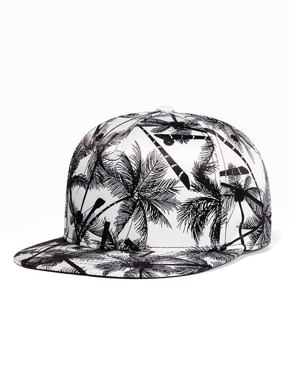 Men's Coconut Pattern Baseball Cap, White, Hats