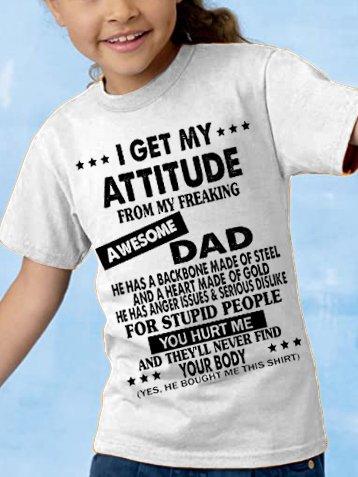

I Get An Awesome Dad Print Children’s Shirt & Top, White, kid's T-shirts