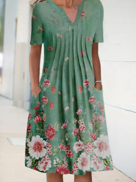

Cotton Blends V Neck Loosen Sweater Dress, Green, Dresses