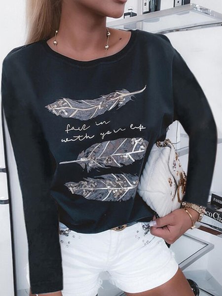 

Letter Loosen Basics Shirts & Tops, Black, T-Shirts
