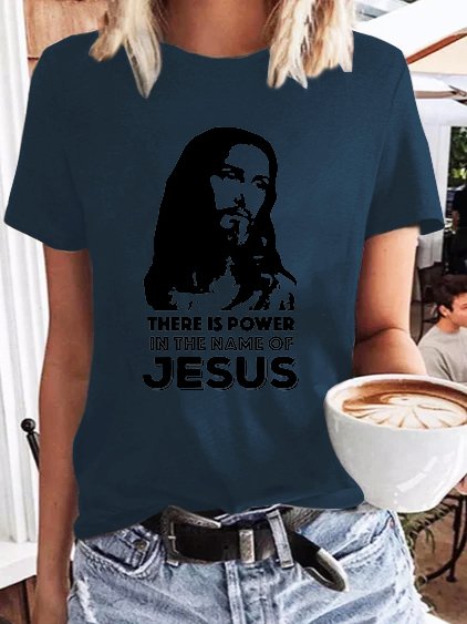 

Power in Jesus Cotton blends Shirts & Tops, Navyblue, Tops