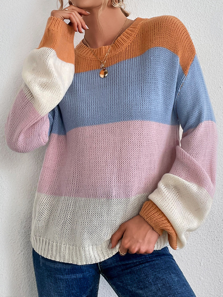

Striped Yarn/Wool Yarn Sweater, Multicolors, Sweaters
